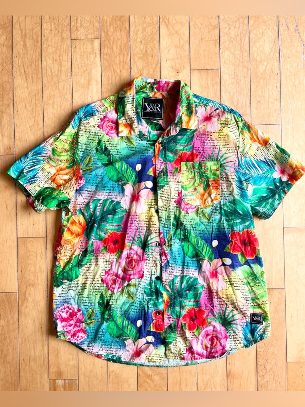 Young & Reckless Multicolor Tropical Floral Button-Down Shirt Size Large
